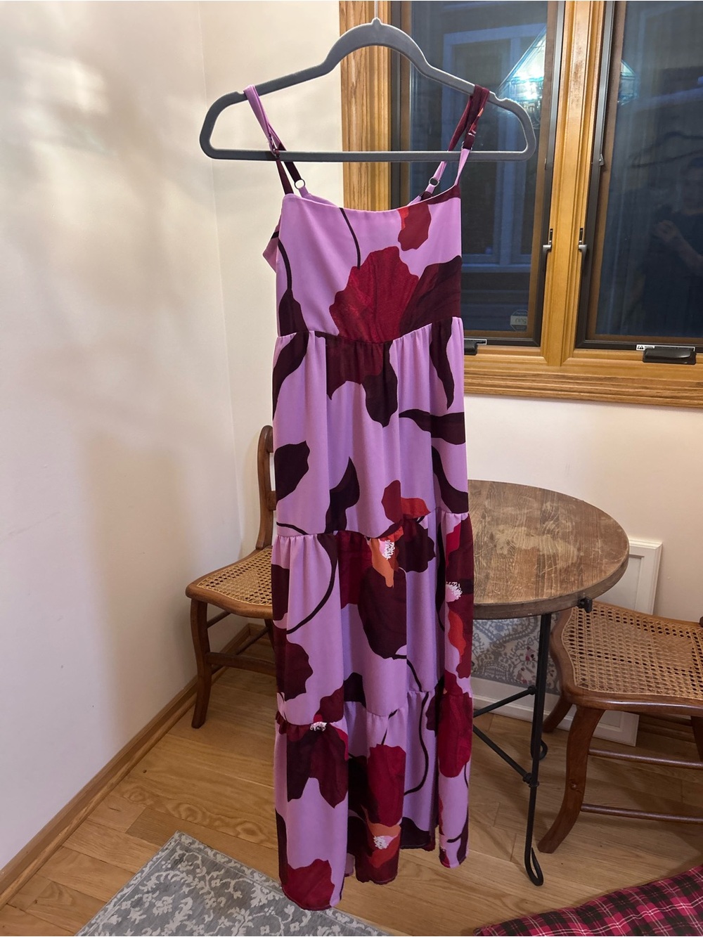 Sanctuary Purple Floral Tiered Maxi Dress - Lightweight Spaghetti Strap